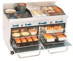 image of Comstock-Castle F33018-18-1.5RB 60" Gas Restaurant Range w/ (4) Open Burners, (1) 18" Griddle, (1) 18" Charbroiler, (1) Standard Wide Oven, (1) Space Saver Oven, 227.000 BTU