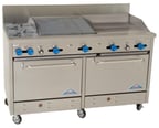 image of Comstock-Castle F33018-24-2RB 60" Gas Restaurant Range w/ (2) Open Burners, (1) 24" Griddle, (1) 24" Charbroiler, (1) Standard Oven, (1) Space Saver Oven, 216.000 BTU 