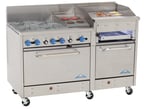 image of Comstock-Castle F33018-2RB 60" Gas Restaurant Range w/ (6) Open Burners, (1) 24" Charbroiler, (1) Standard Wide Oven, (1) Space Saver Oven, 276.000 BTU 