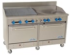 image of Comstock-Castle F33018-42-1.5RB 60" Gas Restaurant Range w/ (1) 42" Griddle, (1) 18" Charbroiler, (1) Standard Oven, (1) Space Saver Oven, 210.000 BTU