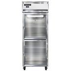 image of Continental Refrigerator 1FESNSAGDHD 28" One Section Reach-In Freezer w/ 2 Half Glass Doors, Stainless Steel Exterior, 18 cu. ft.
