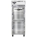 image of Continental 1RENGDHD 28.5" One Section Reach-In Refrigerator w/ 2 Half Glass Doors, Stainless Steel Front Aluminum Exterior, 21 cu. ft.