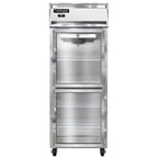image of Continental 1RENSAGDHD 28.5" One Section Reach-In Refrigerator w/ 2 Half Glass Doors, Stainless Steel Exterior, 21 cu. ft.