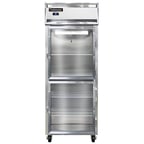 image of Continental 1RESNGDHD 28.5" One Section Reach-In Refrigerator w/ 2 Glass Half Doors, Stainless Steel Front Aluminum Exterior, 18 cu. ft.