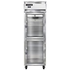 image of Continental 1RNSSGDHD 26" One Section Reach-In Refrigerator w/ 2 Glass Half Doors, All Stainless Steel, 20 cu. ft.