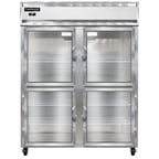 image of Continental 2RENGDHD 57" Two Section Reach-In Refrigerator w/ 4 Half Glass Doors, Stainless Steel Front Aluminum Exterior, 50 cu.ft.