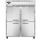image of Continental Refrigerator 2RENPTHD 57" Two Section Pass-Thru Refrigerator w/ 8 Half Solid Doors, Stainless Steel Front Aluminum Ends, 52 cu. ft. 