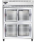 image of Continental 2RENSASGDHD 57" Two Section Reach-In Refrigerator w/ 4 Sliding Half Glass Doors, Stainless Steel Exterior, 50 cu.ft.
