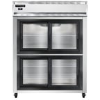 image of Continental 2RENSGDHD 57" Two Section Reach-In Refrigerator w/ 4 Sliding Half Glass Doors, Stainless Steel Front Aluminum Exterior, 50 cu.ft.
