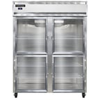 image of Continental 2RESNGDHD 57" Two Section Reach-In Refrigerator w/ 4 Glass Half Doors, Stainless Steel Front Aluminum Exterior, 40 cu.ft.