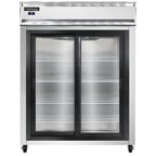 image of Continental 2RESNSGD 57" Two Section Reach-In Refrigerator w/ 2 Siliding Glass Doors, Stainless Steel Front Aluminum Exterior, 40 cu.ft.