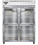 image of Continental Refrigerator 2RESNSSGDHD 57" Two Section Reach-In Refrigerator w/ 4 Glass Half Doors, All Stainless Steel, 40 cu.ft.