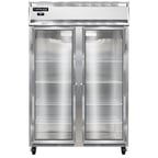 image of Continental Refrigerator 2RNGD 52" Two Section Reach-In Refrigerator w/ 2 Glass Doors, Stainless Steel Front Aluminum Exterior, 48 cu.ft.