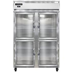 image of Continental Refrigerator 2RNGDHD 52" Two Section Reach-In Refrigerator w/ 4 Glass Half Doors, Stainless Steel Front Aluminum Exterior, 48 cu.ft.