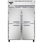 image of Continental Refrigerator 2RNHD 52" Two Section Reach-In Refrigerator w/ 4 Solid Half Doors, Stainless Steel Front Aluminum Exterior, 48 cu.ft.