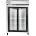 image of Continental Refrigerator 2RNSGD 52" Two Section Reach-In Refrigerator w/ 2 Sliding Glass Doors, Stainless Steel Front Aluminum Exterior, 48 cu.ft.