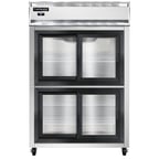 image of Continental Refrigerator 2RNSGDHD 52" Two Section Reach-In Refrigerator w/ 4 Sliding Half Glass Doors, Stainless Steel Front Aluminum Exterior, 48 cu.ft.