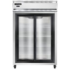 image of Continental Refrigerator 2RNSSSGD 52" Two Section Reach-In Refrigerator w/ 2 Sliding Glass Doors, All Stainless Steel, 48 cu.ft.