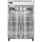 image of Continental Refrigerator 2RSNGD 52" Two Section Reach-In Refrigerator w/ 2 Glass Doors, Stainless Steel Front Aluminum Exterior, 32 cu.ft.