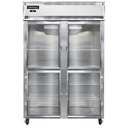 image of Continental Refrigerator 2RSNGDHD 52" Two Section Reach-In Refrigerator w/ 4 Glass Half Doors, Stainless Steel Front Aluminum Exterior, 32 cu.ft.