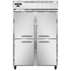image of Continental Refrigerator 2RSNHD 52" Two Section Reach-In Refrigerator w/ 4 Solid Half Doors, Stainless Steel Front Aluminum Exterior, 32 cu.ft.