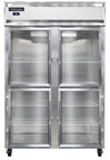 image of Continental Refrigerator 2RSNSAGDHD 52" Two Section Reach-In Refrigerator w/ 4 Glass Half Doors, Stainless Steel Exterior, 32 cu.ft.