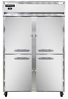 image of Continental Refrigerator 2RSNSAHD 52" Two Section Reach-In Refrigerator w/ 4 Solid Half Doors, Stainless Steel Exterior, 32 cu.ft.