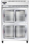 image of Continental Refrigerator 2RSNSASGDHD 52" Two Section Reach-In Refrigerator w/ 4 Siliding Half Glass Doors, Stainless Steel Exterior, 32 cu.ft.