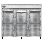 image of Continental Refrigerator 3FENSSGDHD 85" Three Section Reach-In Freezer w/ 6 Half Glass Doors, All Stainless Steel, 73 cu. ft.