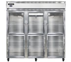 image of Continental Refrigerator 3RNSAGDHD 78" Three Section Reach-In Refrigerator w/ 6 Glass Half Doors, Stainless Steel Exterior, 70 cu.ft.