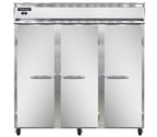 image of Continental Refrigerator 3RSNSS 78" Three Section Reach-In Refrigerator w/ 3 Solid Doors, All Stainless Steel, 50 cu.ft.