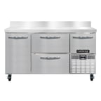 image of Continental Refrigerator FA60NBS-D 60" 3-Section Worktop Freezer w/ 2 Drawers & 1 Half Door