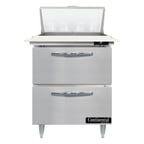 image of Continental Refrigerator D27N8C-D 27" One Section Sandwich / Salad Prep Table w/ 2 Drawers, 8 Pans