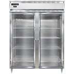 image of Continental Refrigerator D2RENGD 57" Two Section Reach-In Refrigerator w/ 2 Glass Doors, Stainless Steel Front Aluminum Exterior, 52 cu. ft.