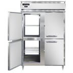 image of Continental Refrigerator D2RNPTHD 52" Two Section Pass-Thru Refrigerator w/ 8 Half Solid Doors, Stainless Steel Front Aluminum Ends, 50 cu. ft.