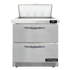 image of Continental Refrigerator D32N8-FB-D 32" One Section Sandwich / Salad Prep Table w/ 2 Drawers, 8 Pans