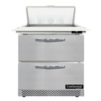 image of Continental Refrigerator D32N8C-FB-D 32" One Section Sandwich / Salad Prep Table w/ 2 Drawers, 8 Pans