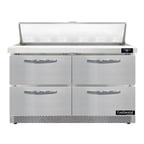 image of Continental Refrigerator D48N12-FB-D 48" Two Section Sandwich/Salad Prep Table w/ 4 Drawers, 12 Pans