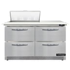 image of Continental Refrigerator D48N8C-FB-D 48" Two Section Sandwich / Salad Prep Table w/ 4 Drawers, 8 Pans