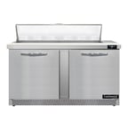 image of Continental Refrigerator D60N12-FB 60" Two Section Sandwich / Salad Prep Table w/ 2 Doors, 12 Pans