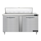 image of Continental Refrigerator D60N12 60" Two Section Sandwich / Salad Prep Table w/ 2 Doors, 12 Pans