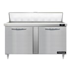 image of Continental Refrigerator D60N16 60" Two Section Sandwich / Salad Prep Table w/ 2 Doors, 16 Pans