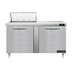 image of Continental Refrigerator D60N8 60" Two Section Sandwich / Salad Prep Table w/ 2 Doors, 8 Pans
