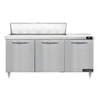 image of Continental Refrigerator D72N12 72" Three Section Sandwich / Salad Prep Table w/ 3 Doors, 12 Pans