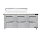 image of Continental Refrigerator D72N12C-D 72" Sandwich / Salad Prep Table w/ 6 Drawers, 12 Pans