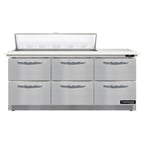 image of Continental Refrigerator D72N12C-FB-D 72" Sandwich / Salad Prep Table w/ 6 Drawers, 12 Pans