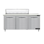 image of Continental Refrigerator D72N12C 72" Three Section Sandwich / Salad Prep Table w/ 3 Doors, 12 Pans