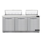 image of Continental Refrigerator D72N18-FB 72" Sandwich / Salad Prep Table w/ 3 Doors, 18 Pans