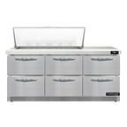 image of Continental Refrigerator D72N18M-FB-D 72" Mega Top Sandwich Prep Table w/ 6 Drawers, 18 pans