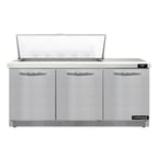 image of Continental Refrigerator D72N18M-FB 72" Mega Top Sandwich Prep Table w/ 3 Doors, 18 pans